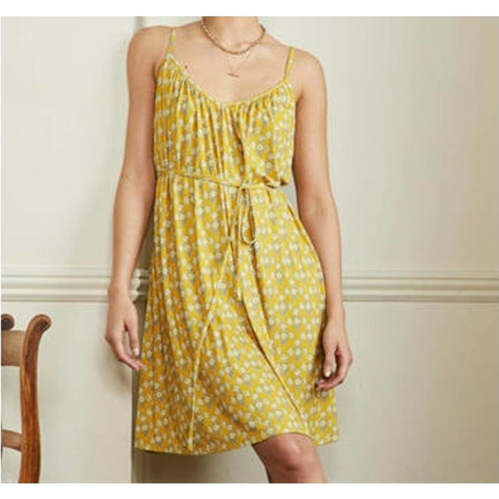 Boden Floral Print Sleeveless Strappy Jersey Dress Poppy Geo Olive Size 8 NWT